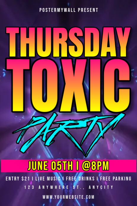 Copy of Purple Modern & Minimal Thursday Toxic Party Poster | PosterMyWall