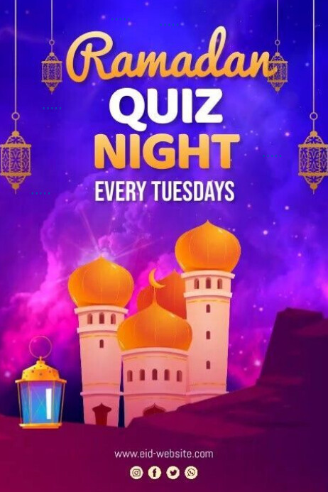 Purple Modern & Minimal Trivia And Quiz Nights Poster template