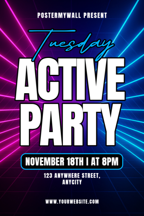 Purple Modern & Minimal Tuesday Active Party Poster Template | PosterMyWall