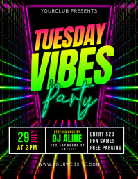 Purple Modern & Minimal Tuesday Vibes Party Pamflet (letter As) Flyer (US Letter) template