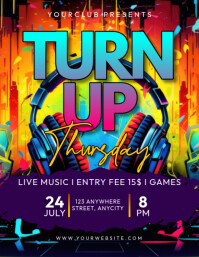 Purple Modern & Minimal Turn Up Thursday Flyer (us Letter) template