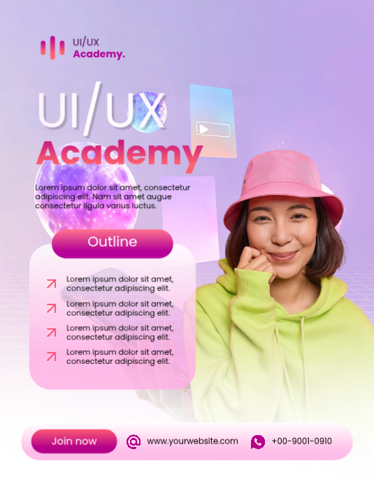 Plantilla de Purple Modern & Minimal UI/UX Academy Flyer | PosterMyWall