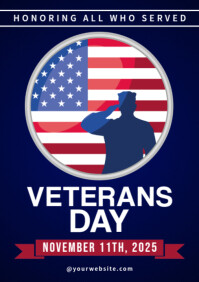 Purple Veterans Day A1 Template