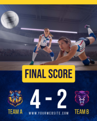 Ungu Volleyball Match Score Instagram Portrait Template
