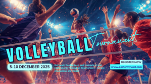 紫色 Volleyball Tournament Digitalt display Template