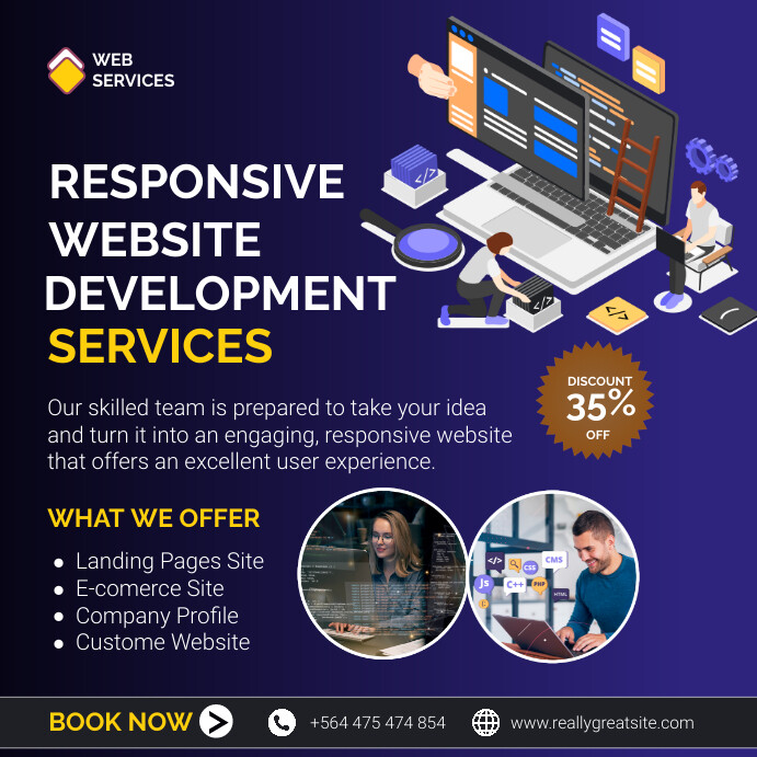 Purple Modern & Minimal Web Development Servi Square (1:1) template