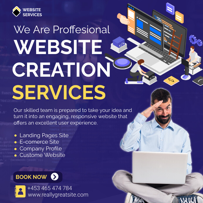 Purple Modern & Minimal Website Creation Serv Instagram 帖子 template