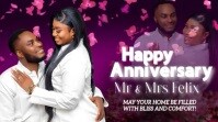 Purple Modern & Minimal Wedding Anniversary Design  Digital Display (16:9) template