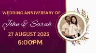 Purple Modern & Minimal Wedding Anniversary Flyer  Digital Display (16:9) template