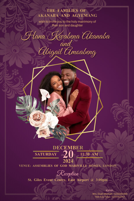 Copy of Purple Modern & Minimal Wedding Invitation Ca | PosterMyWall