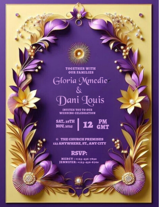 Copy of Purple Modern & Minimal Wedding Invitation Flyer (us Letter ...