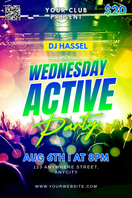 Purple Modern & Minimal Wednesday Active Party Poster 海报 template