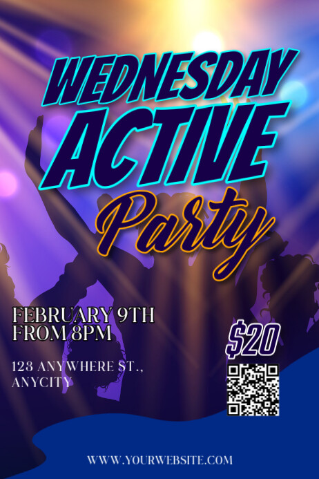 Purple Modern & Minimal Wednesday Active Party Poster 海报 template
