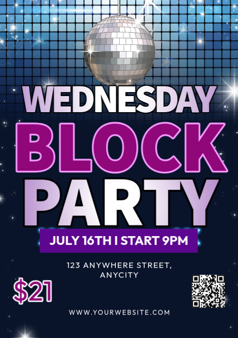 Purple Modern & Minimal Wednesday Block Party A1 template
