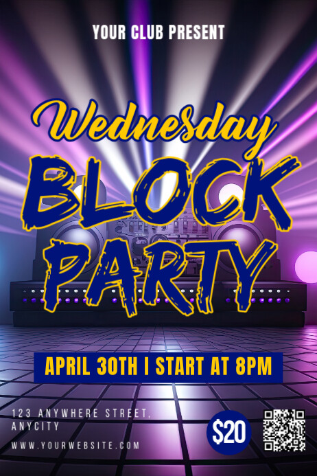 Copy of Purple Modern & Minimal Wednesday Block Party Poster | PosterMyWall