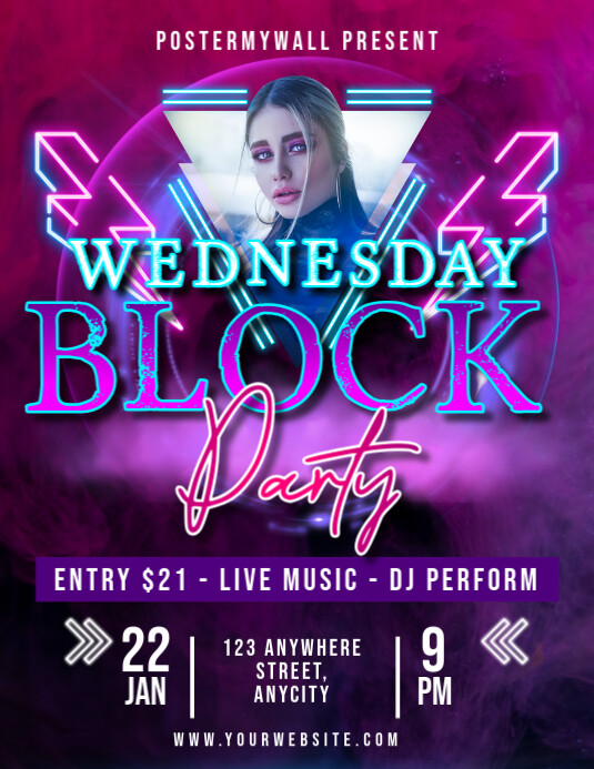 Copy of Purple Modern & Minimal Wednesday Block Party Pamflet (letter ...