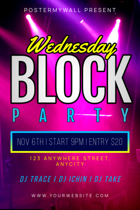 Purple Modern & Minimal Wednesday Block Party Poster Template ...