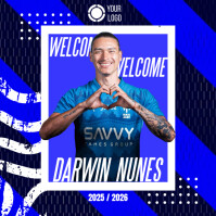 Purple Modern & Minimal Welcome Darwin Nunes Al Hilal Instagram Post template