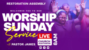 สีม่วง Worship Service Digital Display Template