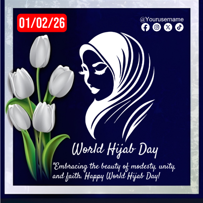 Purple Modern & Minimal World Hijab Day Instagram Post Template ...