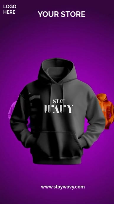 Purple Modern & Minimal Yellow,black,orange, Purple,blue Hoodie Sales Video  Digital Display (9:16) template