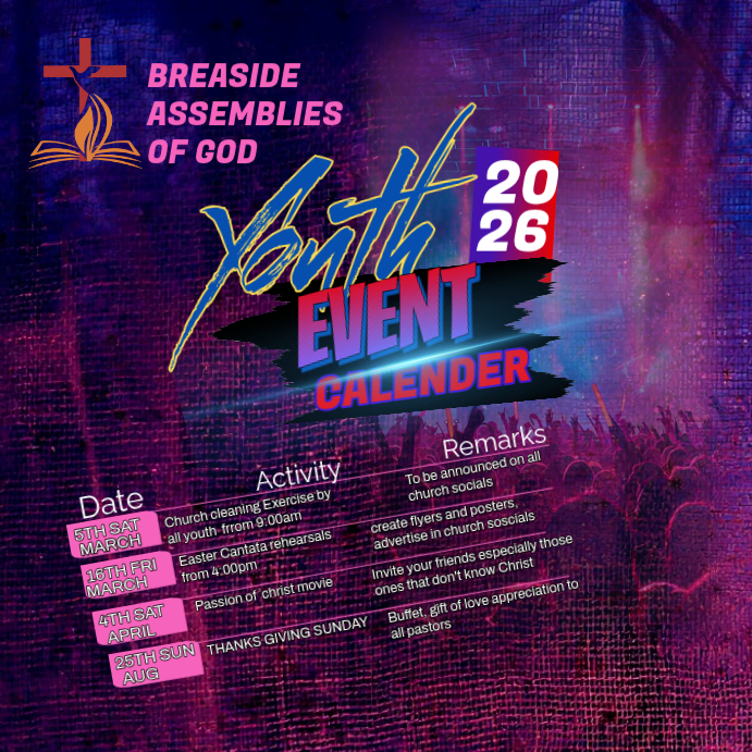 Purple Modern & Minimal Youth Event Calendar Instagram Post Template ...