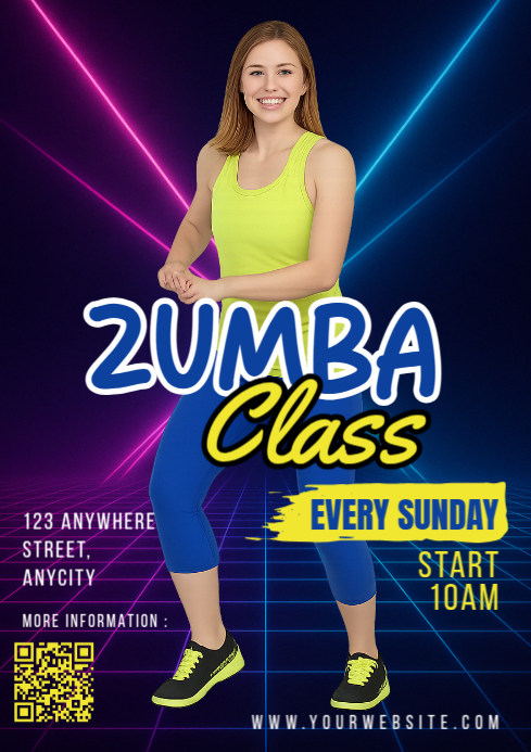 Purple Modern & Minimal Zumba Classes A1 template