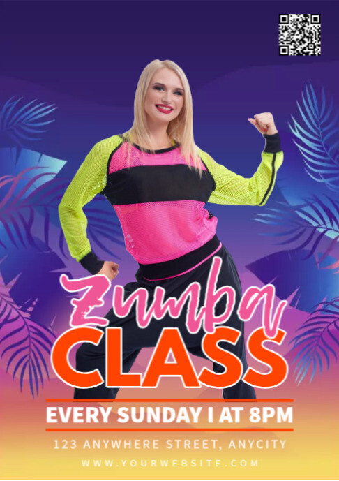 Purple Modern & Minimal Zumba Classes A2 Template | PosterMyWall