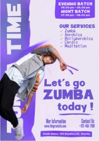 Purple Modern & Minimal Zumba Classes Flyer A4 template