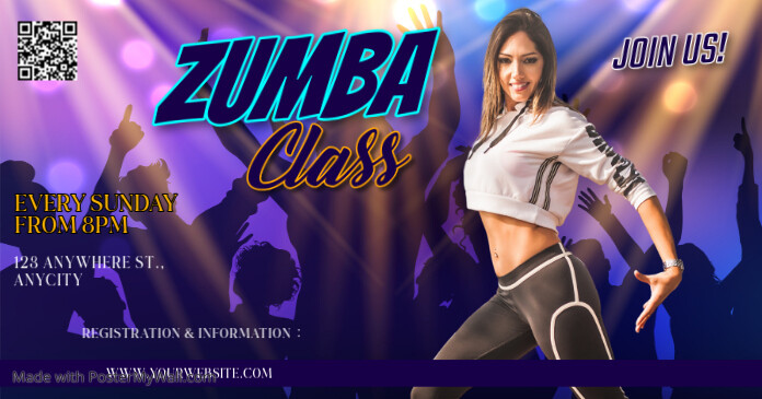 Purple Modern & Minimal Zumba Classes Gambar Bersama Facebook template