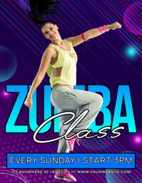 Purple Modern & Minimal Zumba Classes Pamflet (letter As) Flyer (US Letter) template