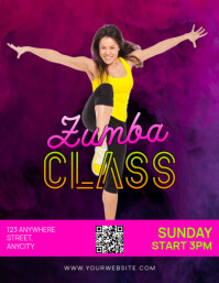 Purple Modern & Minimal Zumba Classes Pamflet (letter As) Flyer (US Letter) template