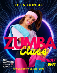 Purple Modern & Minimal Zumba Classes Pamflet (letter As) Ulotka (US Letter) template