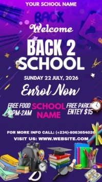 Purple Modern & Minimal Back To School Template Instagram Story
