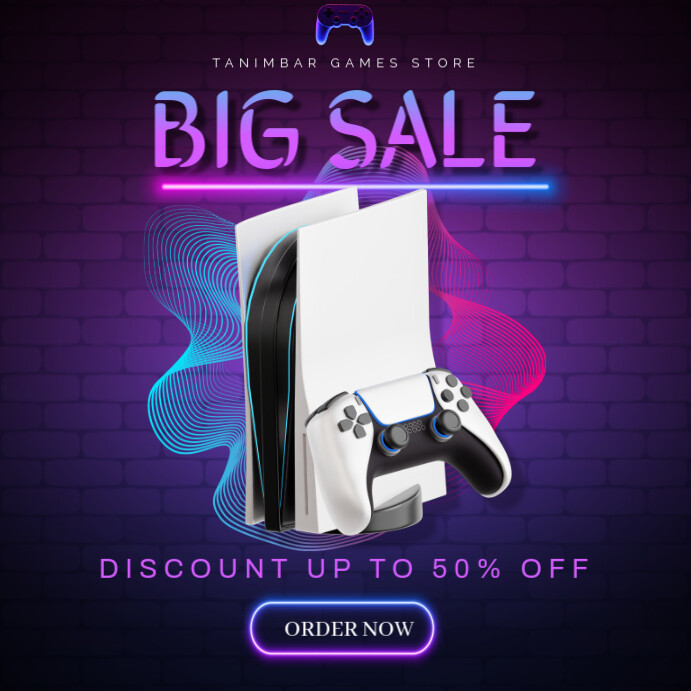 Purple Modern & Minimal Big Sale Playstation 5 Instagram Post Wpis na Instagrama template