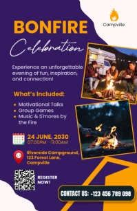 Purple Modern & Minimal Bonfire Celebration Tabloid template
