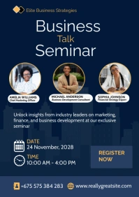 Purple Modern & Minimal Business Talk Seminar A3 template