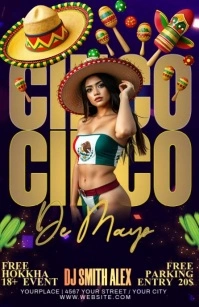 Purple Modern & Minimal Cinco De Mayo Half Page Wide template