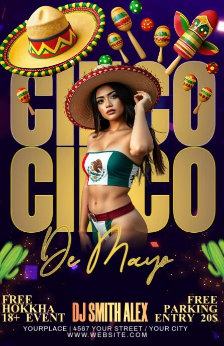 Purple Modern & Minimal Cinco De Mayo Half Page Wide Szeroki pół strony template