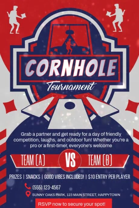 Purple Modern & Minimal Cornhole Tournament Poster Plakat template