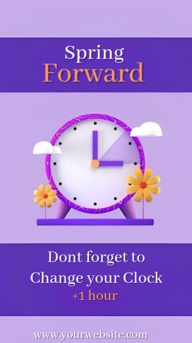 Purple Modern & Minimal Daylight Saving Time Change Spring Forward  Instagram Story template