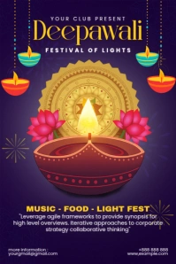 Purple Modern & Minimal Deepawali Poster template