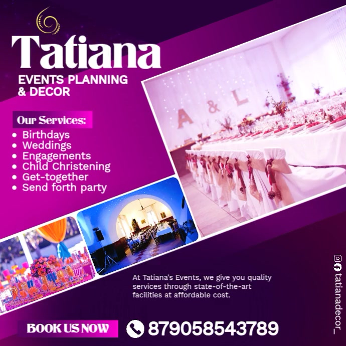 Purple Modern & Minimal Full-service Event Planner Instagram Post ...