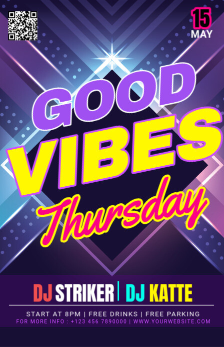 Purple Modern & Minimal Good Vibes Thursday Tabloid template