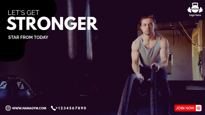 Purple Modern & Minimal Gym Dan Fitness Digital Display (16:9) template