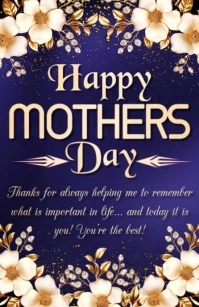 Purple Modern & Minimal Happy Mothers Day Half Page Wide Halve pagina breed template