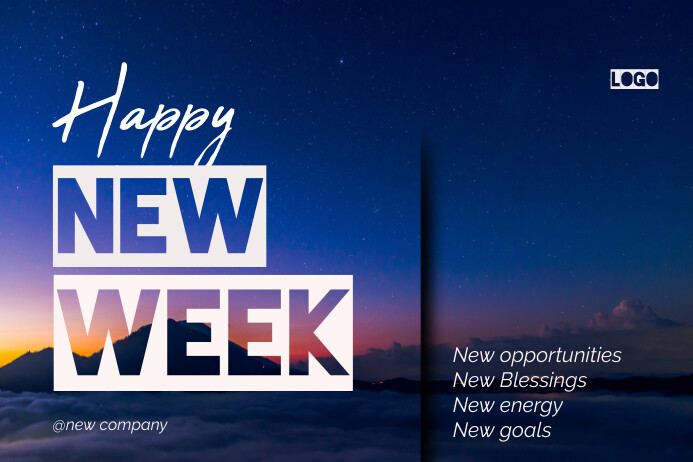 Purple Modern & Minimal Happy New Week Label template