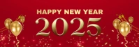 Purple Modern & Minimal Happy New Year 2025 Linkedin Banner template