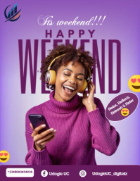 Purple Modern & Minimal Happy Weekend/weekend Vibes Flyer (us Letter) template