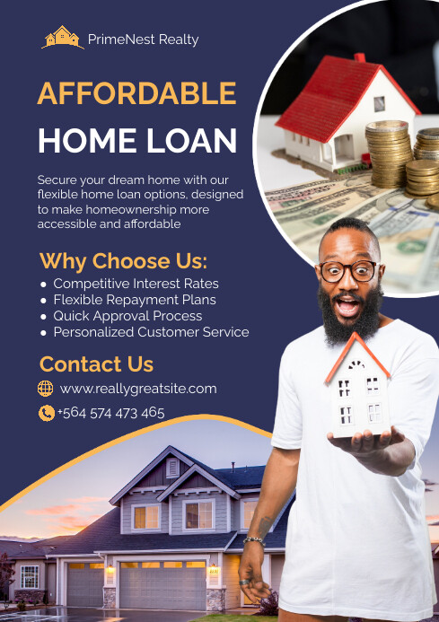 Purple Modern & Minimal Home Loan  A2 template